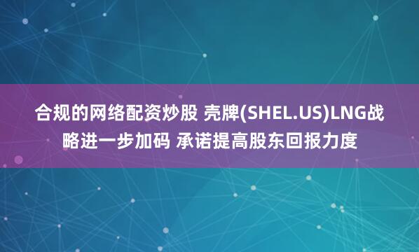 合规的网络配资炒股 壳牌(SHEL.US)LNG战略进一步加码 承诺提高股东回报力度