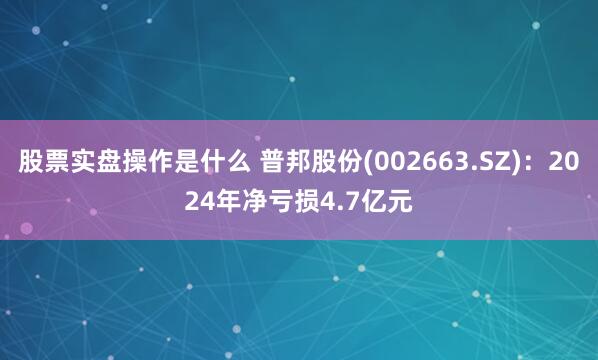 股票实盘操作是什么 普邦股份(002663.SZ)：2024年净亏损4.7亿元