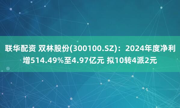 联华配资 双林股份(300100.SZ)：2024年度净利增514.49%至4.97亿元 拟10转4派2元