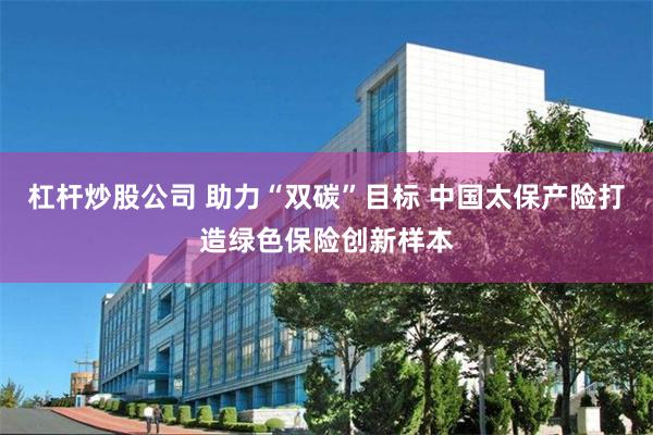 杠杆炒股公司 助力“双碳”目标 中国太保产险打造绿色保险创新样本