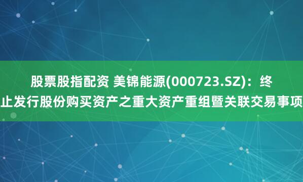 股票股指配资 美锦能源(000723.SZ)：终止发行股份购买资产之重大资产重组暨关联交易事项
