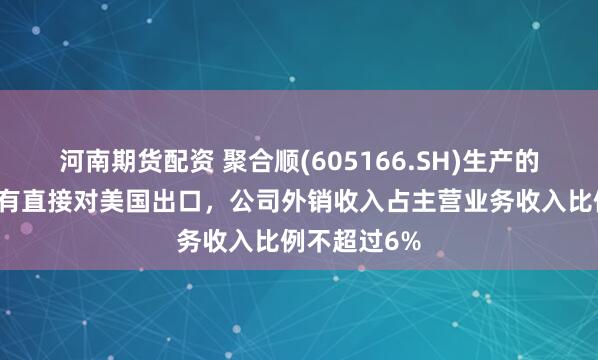 河南期货配资 聚合顺(605166.SH)生产的尼龙切片没有直接对美国出口，公司外销收入占主营业务收入比例不超过6%