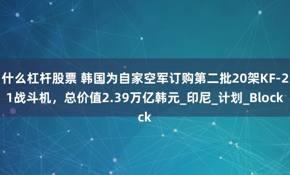 什么杠杆股票 韩国为自家空军订购第二批20架KF-21战斗机，总价值2.39万亿韩元_印尼_计划_Block